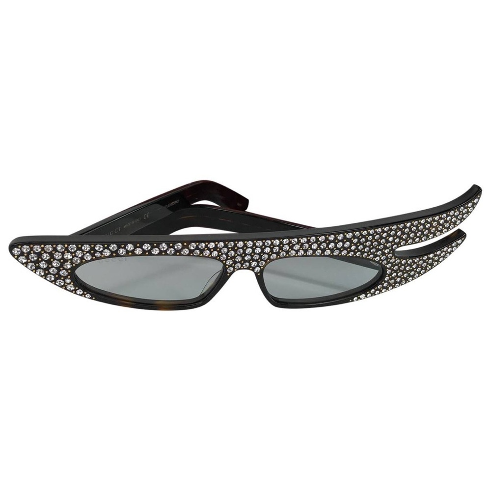 $1,600 GUCCI RUNWAY HOLLYWOOD FOREVER BLACK FUTURISTIC CRYSTAL SUNGLASSES
